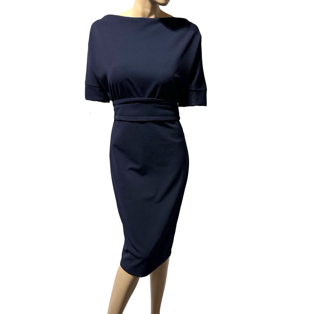 NY&Co Women’s Navy Blue Boat Neck Pencil Dress Women’s Size S Short Sleeve NWT